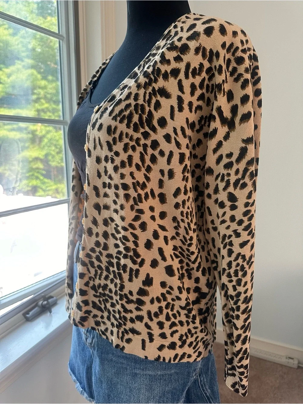 Vintage Oliver Perry Y2K Mob Wife Leopard Print Cardigan Sweater Size M
